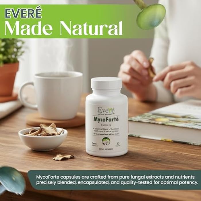 Everé Natural Alchemy MycoForté Mushroom Immune Support Capsules – Functional Mushroom Blend for Daily Immune Balance, Vegan, Non-GMO, Made in USA - Image 5