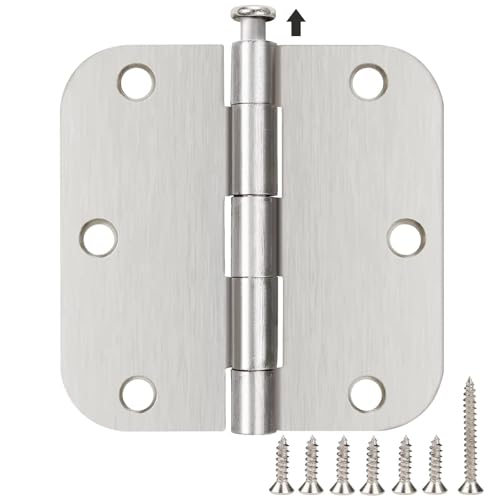 TDCHINGES 30 Pack Satin Nickle Door Hinges Brushed 3.5 Inch Interior Rounded 5/8" Radius 3-1/2" Flat Iron Hinge Hardware House Bifold Table Farmhouse Bedroom Office Living Room Decor 3½" Accessories for Doors - Image 1