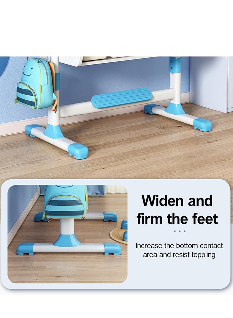 UKR Adjustable Kids Study Learning Desk and Chair Set Ergonomic Study Table with Bookshelf, Drawer Storage, Shelves, Table Lamp & Fun Stickers (Blue) - Image 4