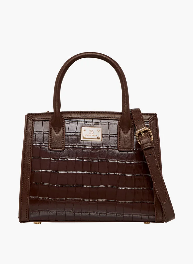 Flora Bella By Shoexpress Textured Tote Bag with Detachable Strap and Zip Closure