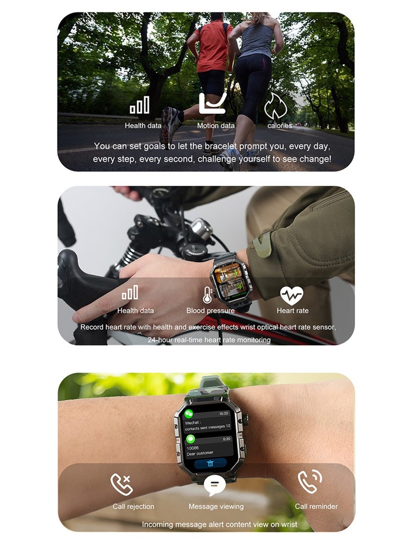 تلزيل - ساعة Telzeal T Swatch الرياضية مع شاشة عالية السطوع مقاس 1.91 بوصة وكابل شحن مغناطيسي و4 أزواج من الأشرطة للرجال والأولاد باللون الأخضر - Image 1