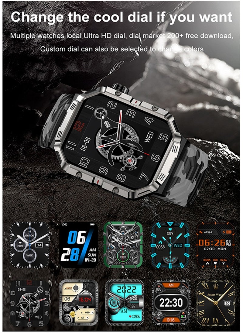 تلزيل - ساعة Telzeal T Swatch الرياضية مع شاشة عالية السطوع مقاس 1.91 بوصة وكابل شحن مغناطيسي و4 أزواج من الأشرطة للرجال والأولاد باللون الأخضر - Image 1