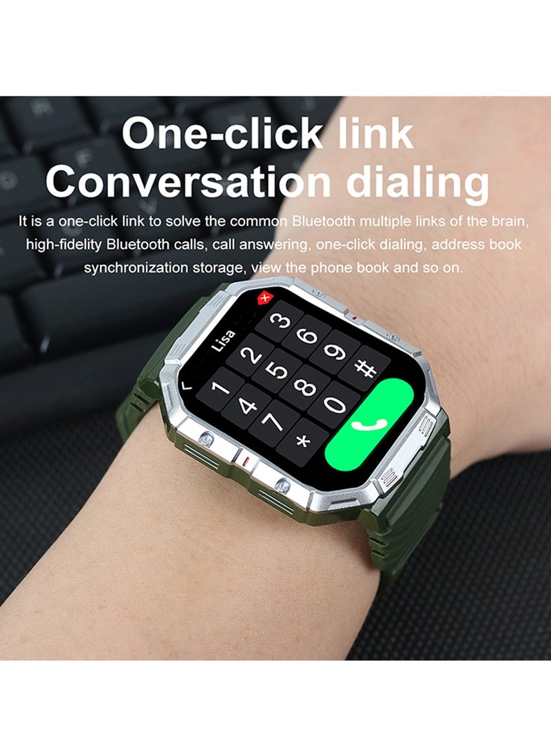تلزيل - ساعة Telzeal T Swatch الرياضية مع شاشة عالية السطوع مقاس 1.91 بوصة وكابل شحن مغناطيسي و4 أزواج من الأشرطة للرجال والأولاد باللون الأخضر - Image 1