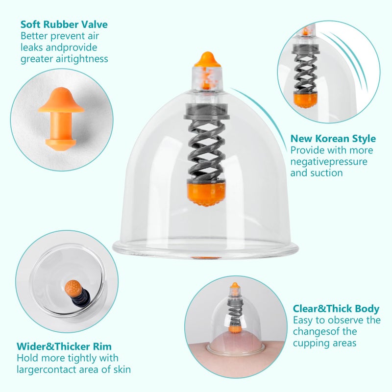Ditind Cupping Therapy Set, 18 Pcs Cupping Set, Professional Cupping Kit for Massage Therapy, Portable Upgrade Cupping with Case, Pump Suction Cups for Cellulite Muscle Pain Relief Physical Therapy. - Image 3