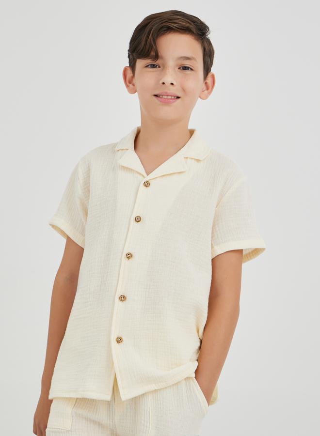 Styli Textured Buttoned Short Sleeve Shirt - Image 1
