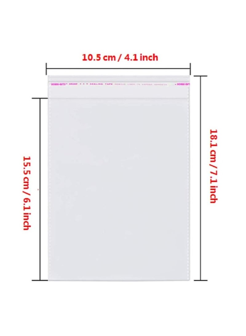 Terabyte 100 قطعة أكياس بلاستيكية شفافة قابلة لإعادة الإغلاق 4x6 ذات لاصق ذاتي للأكياس OPP سيلوفان للحلويات والبسكويت والحلويات وأغلفة الزينة، تناسب صور بحجم 4'' x 6'' وبطاقات A1 والمظاريف - Image 2