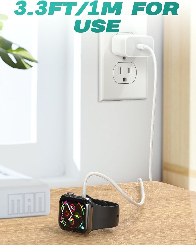 Amasuki ðŸðŸŽðŸðŸ” ð”ð©ð ð«ðšððžð ð”ð’ð ð‚ for Apple Watch Charger Magnetic iWatch Charger Accessories Wireless Portable Compatible with iWatch Series 11/10/9/8/7/6/SE/SE2/5/4/3/2/1 Ultra/SE-[3.3FT/2Pack] - Image 4