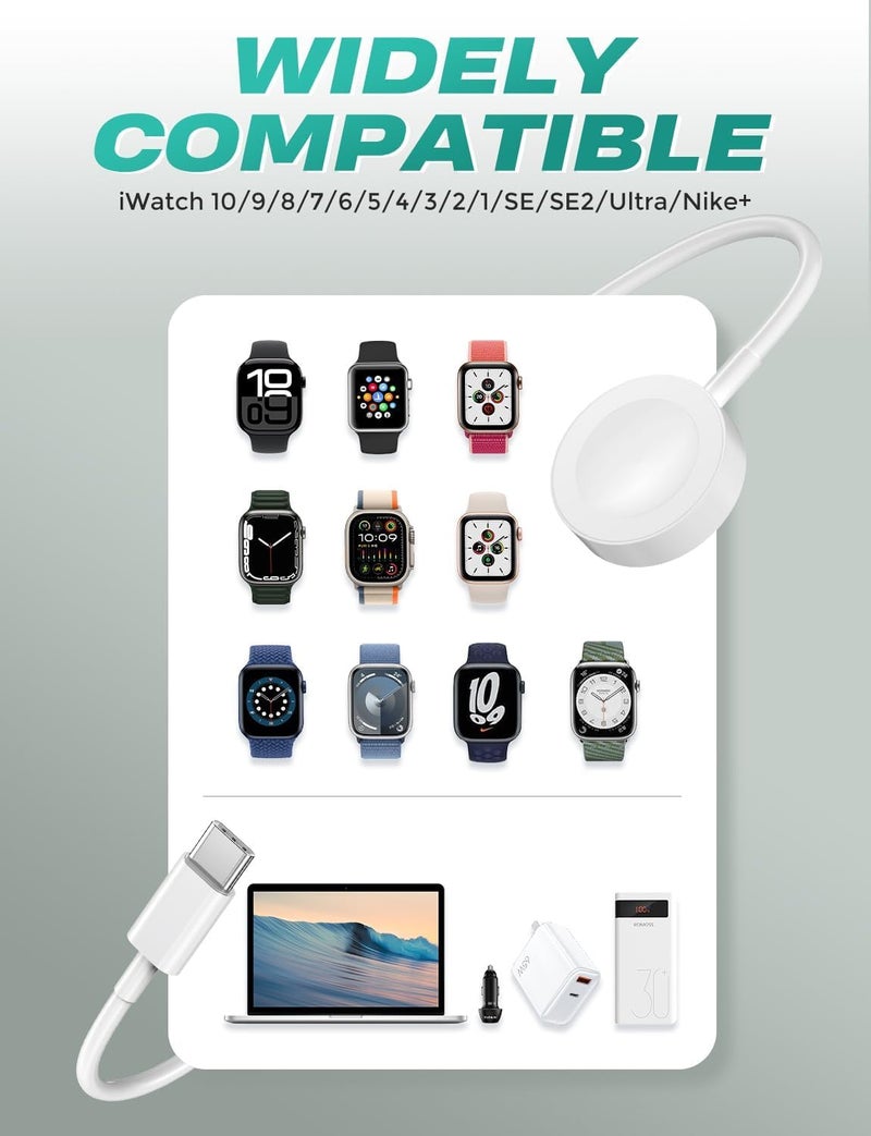 Amasuki ðŸðŸŽðŸðŸ” ð”ð©ð ð«ðšððžð ð”ð’ð ð‚ for Apple Watch Charger Magnetic iWatch Charger Accessories Wireless Portable Compatible with iWatch Series 11/10/9/8/7/6/SE/SE2/5/4/3/2/1 Ultra/SE-[3.3FT/2Pack] - Image 3
