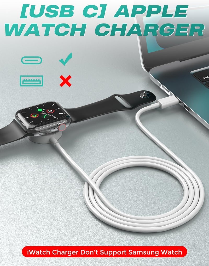Amasuki ðŸðŸŽðŸðŸ” ð”ð©ð ð«ðšððžð ð”ð’ð ð‚ for Apple Watch Charger Magnetic iWatch Charger Accessories Wireless Portable Compatible with iWatch Series 11/10/9/8/7/6/SE/SE2/5/4/3/2/1 Ultra/SE-[3.3FT/2Pack] - Image 2