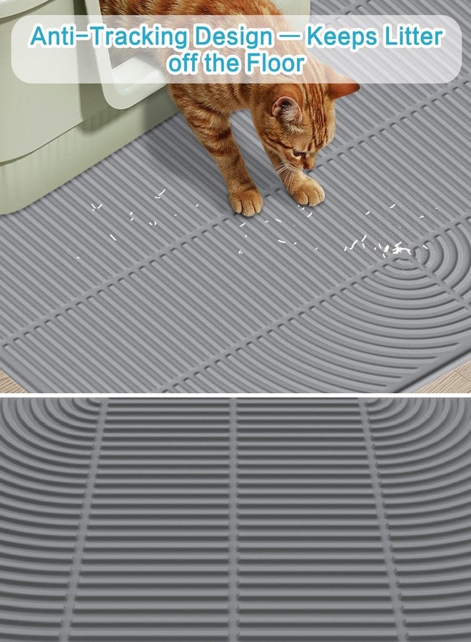 Kabeyoe Cat Litter Mat XL 47’’ x 35’’, Extra Large Silicone Litter Box Mat, Waterproof Litter Trapping Mat for Cats, Washable Non-Slip Cat Litter Mat Large, Easy Clean Pet Mat with Mini Broom & Dustpan - Image 4