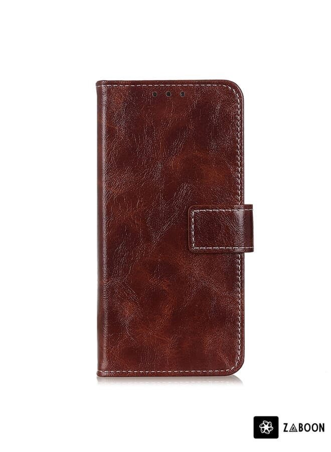 Zaboon Protective Case For Motorola Moto G72 Retro Crazy Horse Texture Flip Leather - Image 2