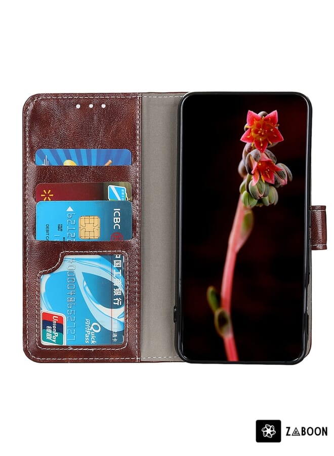 Zaboon Protective Case For Motorola Moto G72 Retro Crazy Horse Texture Flip Leather - Image 4