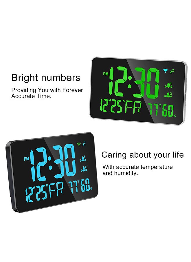 Tuya WiFi Desktop Clock Calendar Intelligent Thermometer Hygrometer with Digital LED Display Support WIFI Auto-Calibration/4-Level Adjustable Brightness/APP Remote View/High Temperature Warning