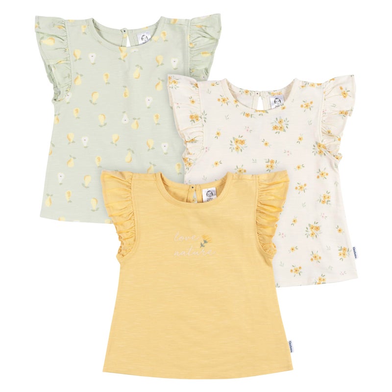 Gerber Baby Girls Toddler 3Pack Short Sleeve Tees Love Nature 2T - Image 2