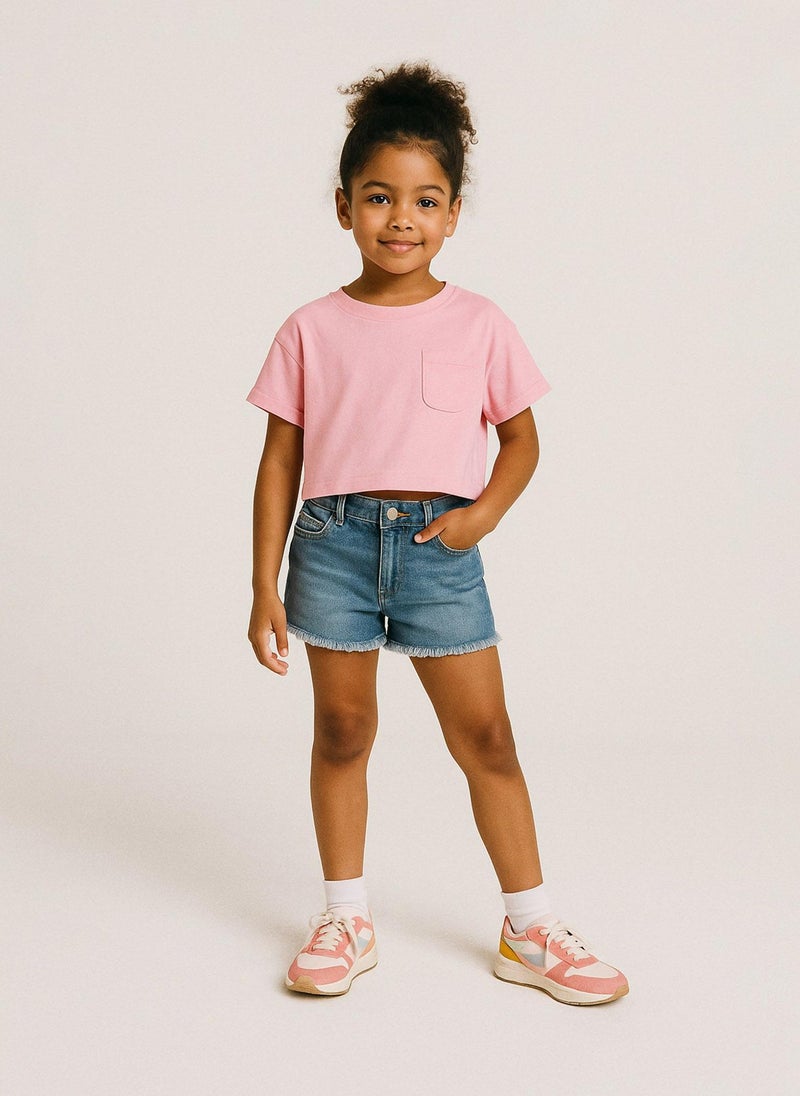 MINOTI Girls Short Oversized T-Shirt with Pocket - Image 1