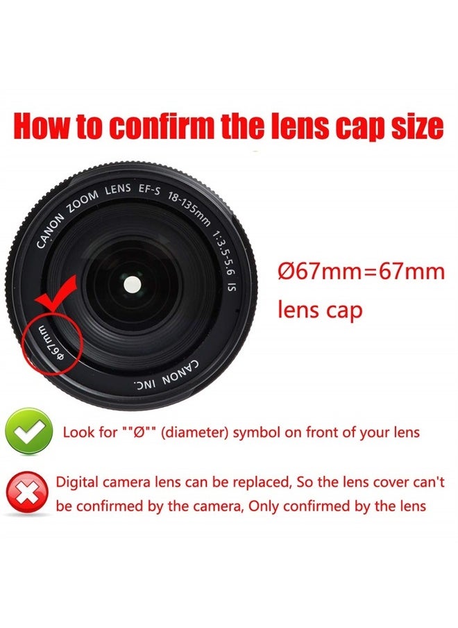WH1916 - 67MM Lens Cap Cover for Canon 77D 90D w/ EF-S 18-135mm Lens Cap Nikon D750 D780 w/ 18-105mm 16-85mm Lens Cap [2 Pack] - Image 1