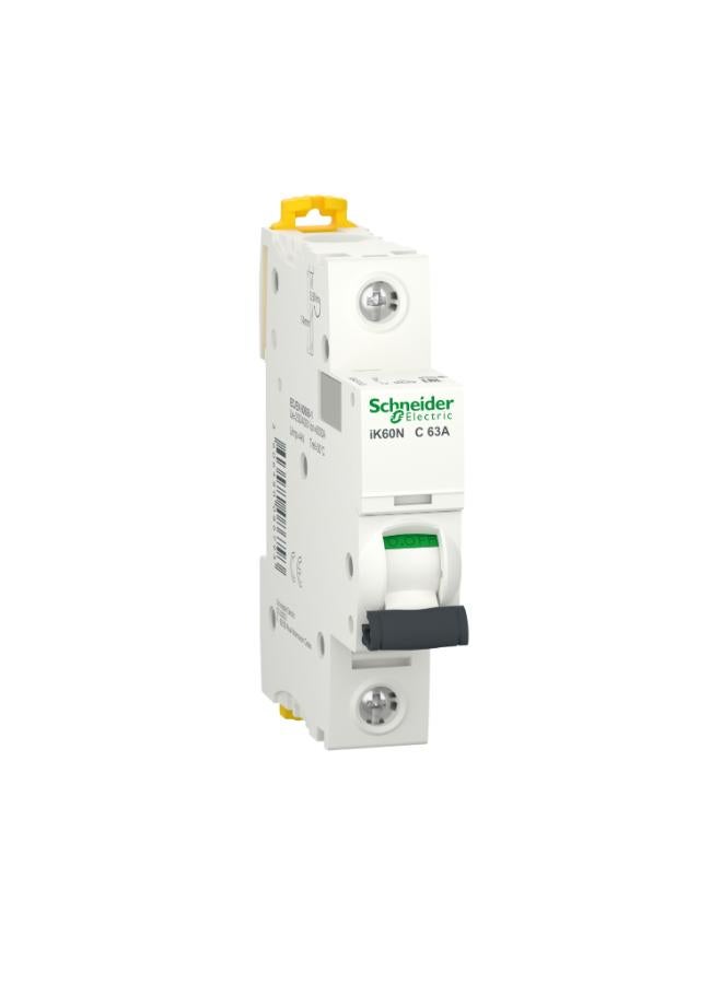 Schneider Electric Acti9 Ik60N Miniature Circuit Breaker 1P, 63 A, C Curve (A9K24163)