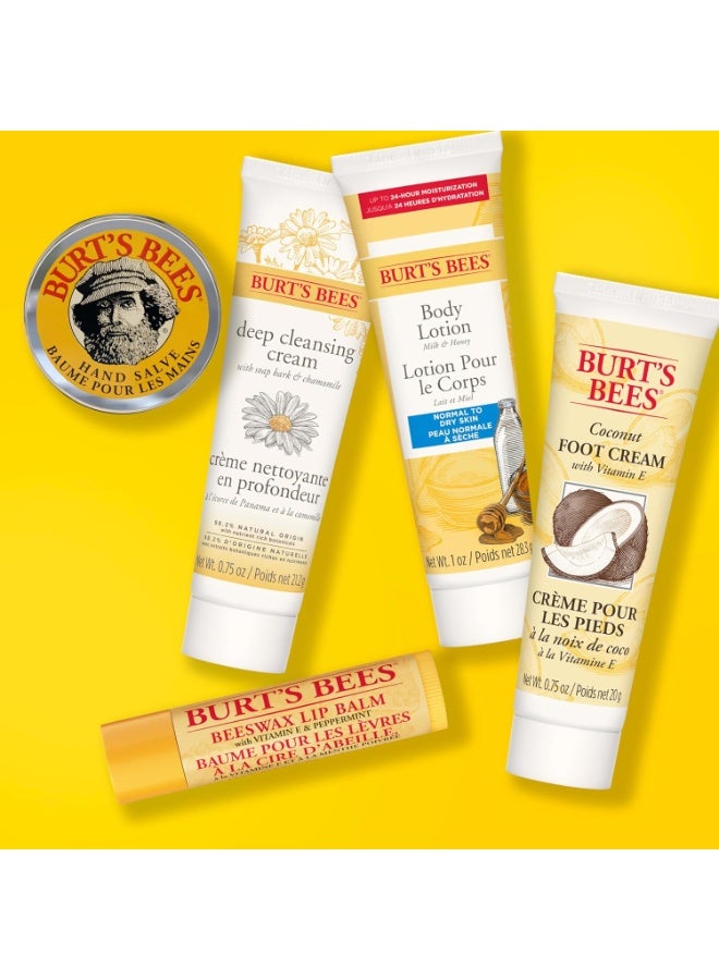 Burt's Bees Christmas Gifts, 5 Stocking Stuffers Products, Everyday Essentials Set - Original Beeswax Lip Balm, Deep Cleansing Cream, Hand Salve, Body Lotion & Coconut Foot Cream, Travel Size - Image 3