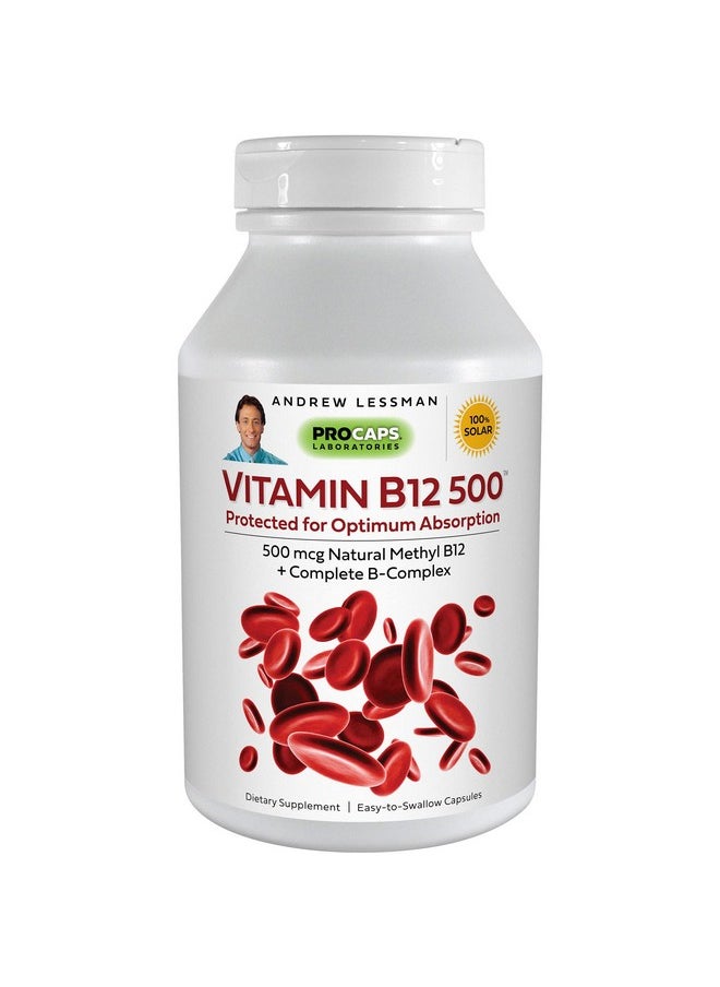 Andrew Lessman - Vitamin B12 500 180 Capsules Absorption Protected Methylcobalamin (Natural Coenzyme Vitamin B12) Essential For Energy & Stress Support Plus B Complex Easy To Swallow Capsules - Image 1