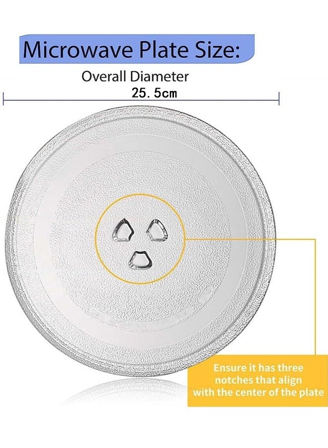 25.5 سم استبدال ميكروويف لوحة ميكروويف علبة الدوار -عالية درجة الحرارة الزجاج بوروسيليكات، مقاومة للخدش ومقاومة للكسر سهلة التنظيف وغسالة الصحون آمنة - Image 3