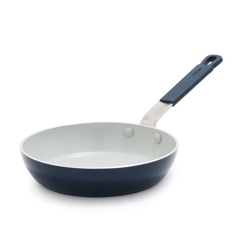 GreenPan x Bobby Flay 8 Nonstick Frying Pan Skillet PFASFree Diamond Ceramic Induction Suitable StayCool Silicone Handle Easy Clean Dishwasher Oven Safe Egg Omelet Pan Oxford Blue