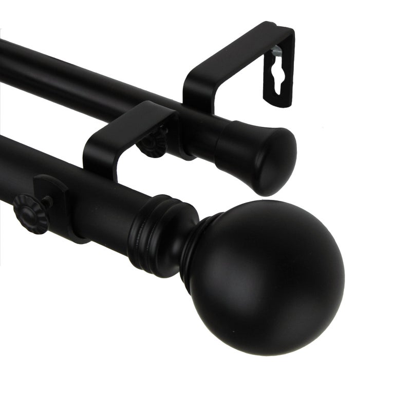 Rod Desyne Rod Desyne 10001662D Inc Desyne 1 Globe Double Curtain Rod 66120 inch Black 
