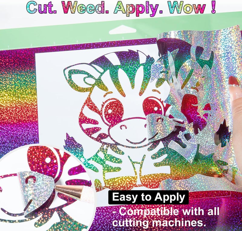 TECKWRAP Sparkle Permanent Vinyl Rainbow Holographic Chrome Adhesive Vinyl 1ft x 5ft, Rainbow - Image 5