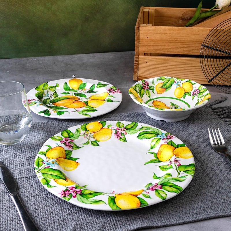 LEHAHA Melamine Dinner Plate Set of 6, 11â€ inch Lemon Plates Set, BPA Free, Lightweight and Break Resistant, Great for Parties, RVs, Picnic and Camping Trailer, Dishwasher Safe - Image 4
