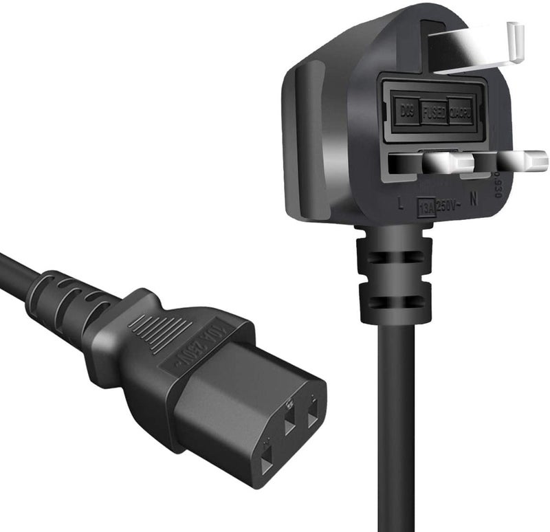 FEDUS 1.8M Standard UK Power Cable Cord for Desktop PC with Fuse, 3 Pin IEC C13 Plug Power Supply Cable for, Work Station AC PC Cord Computer Power Lead, TV, Monitor Printer & SMPS Kettle Lead - Image 1