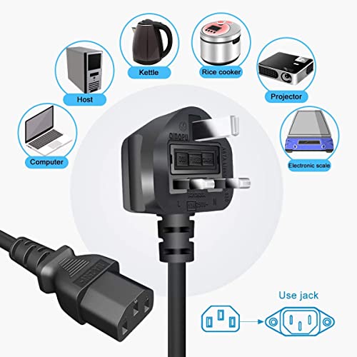 FEDUS 1.8M Standard UK Power Cable Cord for Desktop PC with Fuse, 3 Pin IEC C13 Plug Power Supply Cable for, Work Station AC PC Cord Computer Power Lead, TV, Monitor Printer & SMPS Kettle Lead - Image 3