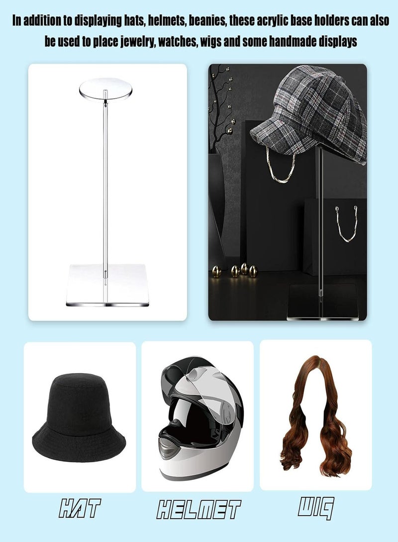 GGOOT Acrylic Hat Stand, Wig Display Rack Clear Pedestal Stand, Hat Organizer For Baseball Caps, Cowboy Hat Rack Hat Holder With Round Base - Image 5