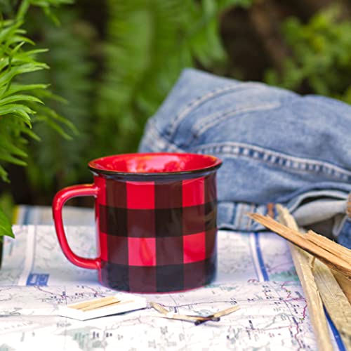 Now Designs Red Buffalo Check Heritage Stoneware Mug 12 oz, Set of 2 - Image 3