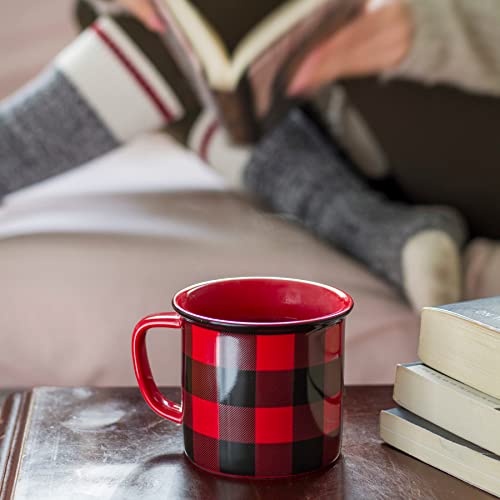 Now Designs Red Buffalo Check Heritage Stoneware Mug 12 oz, Set of 2 - Image 4