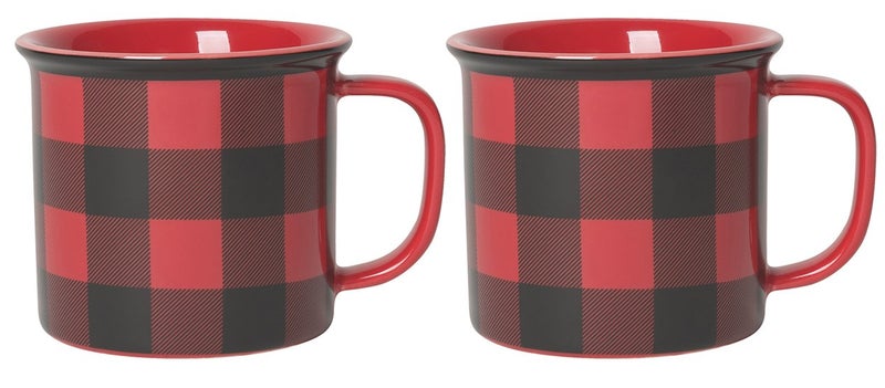 Now Designs Red Buffalo Check Heritage Stoneware Mug 12 oz, Set of 2 - Image 5