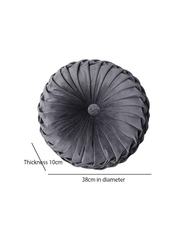 Poppins Home Chair Seat Pads 6Pack Velvet Round Throw Pillow Handmade Round Pleated Floor Pillow Filled ‚Pumpkin Chair Cushion Couch Floor Filled Cushion For Home Sofa Chair Bed Car Decor  - Image 2