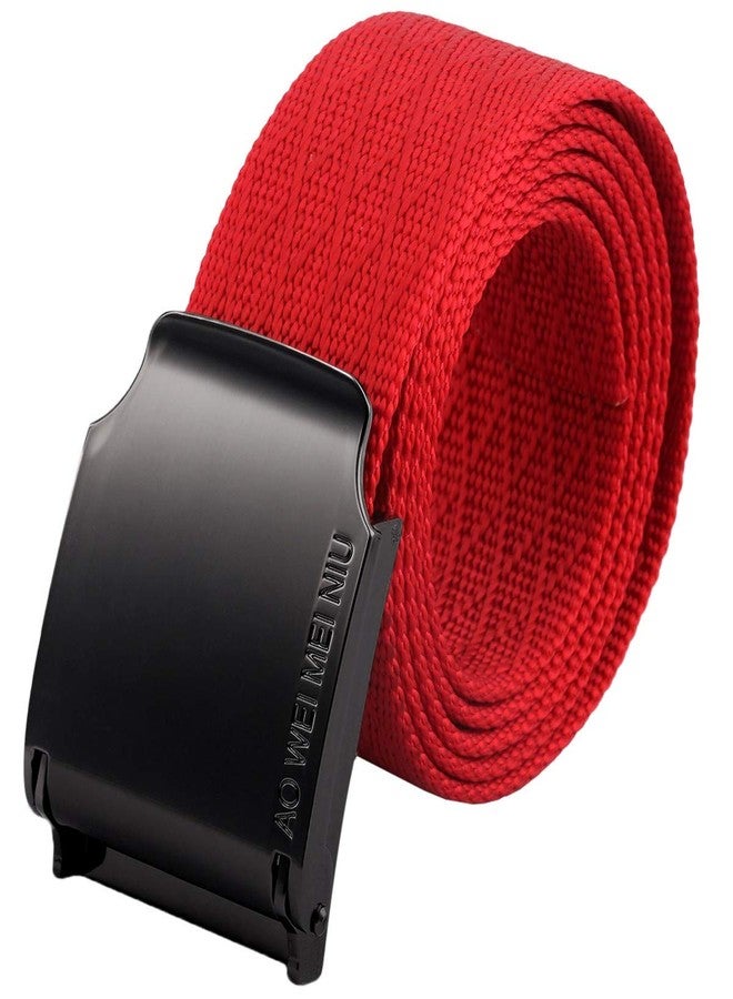 moonsix Nylon Web Belts for Men,Solid Color Military Style 1.5" Wide Flip Top Belt,Red - Image 1