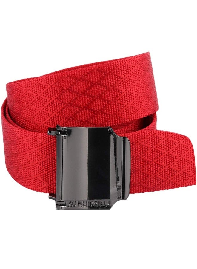 moonsix Nylon Web Belts for Men,Solid Color Military Style 1.5" Wide Flip Top Belt,Red - Image 3