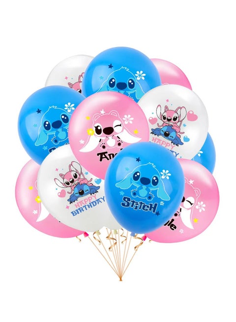 Cartoon theme birthday party decoration, balloon set 12 balloons 4 white, 4 pink, 4 blue