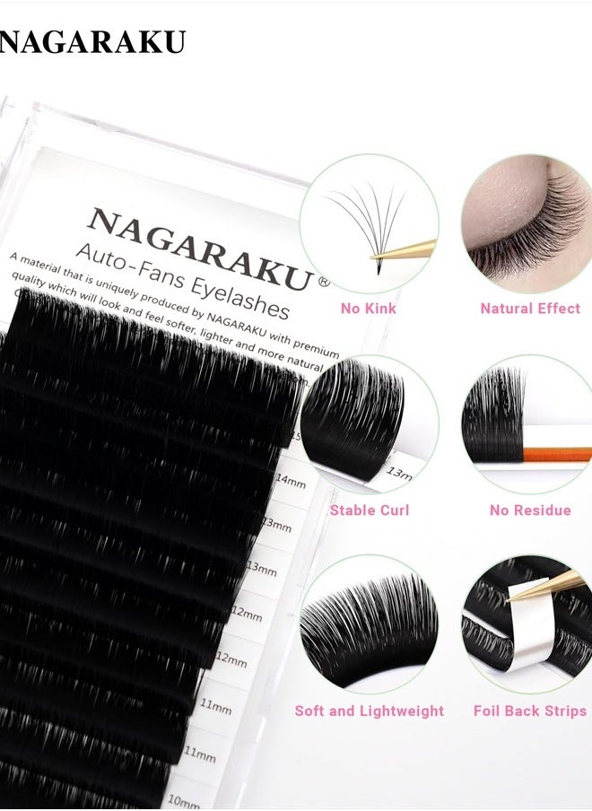 NAGARAKU Easy Fan Eyelash Extensions Volume Lash 0.05 D curl 8-15mm Mix Tray Rapid Blooming Faux Mink Cluster For Beginners Soft Professional Lash Supplies  - Image 2
