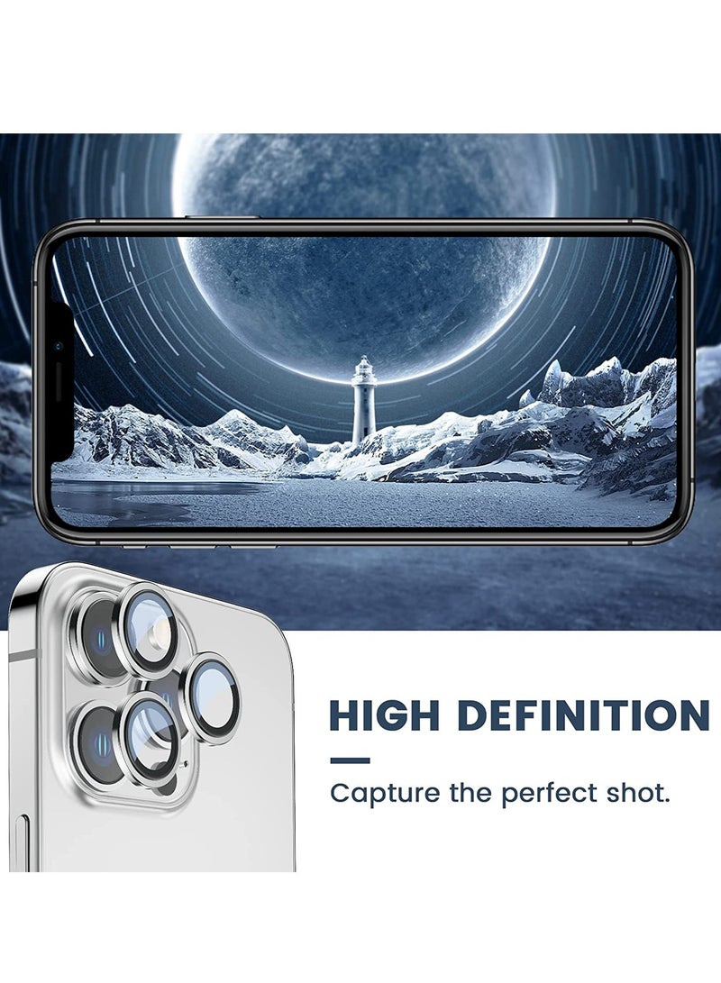 Camera Lens Protector, Keep Original Camera HD Glass Metal Camera Lens Screen Cover Film for iPhone 14 Pro Max / 14 Pro Accessories Silver - Image 5