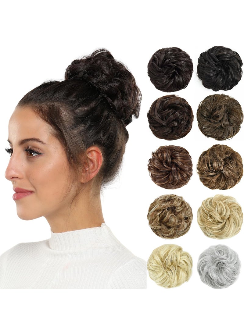 Rose bud Rose bud Messy Bun Hair Pieces For Women Hair Bun Extension Updo Curly Messy Bun Scrunchie Dark Brown 