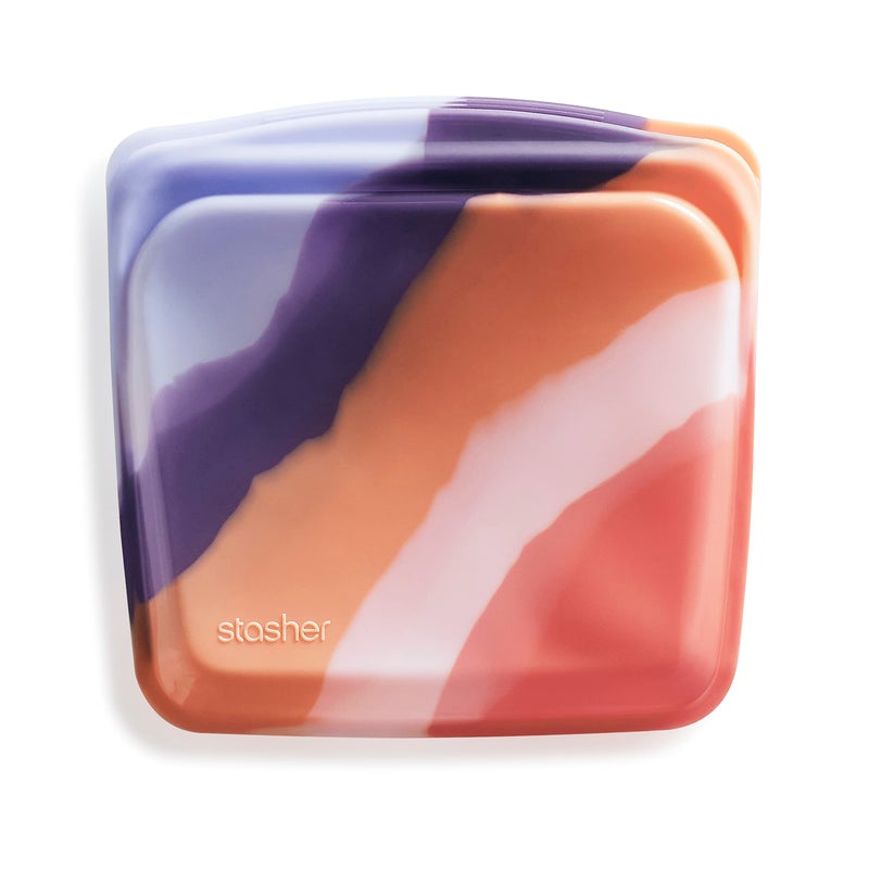 Stasher Premium Silicone Reusable Food Storage Sandwich Bag  Purple Wave | Microwave  Sous Vide  Dishwasher  Oven and Freezer Safe | BPA Free  Leak-free  Eco-friendly  28 Oz - Image 1