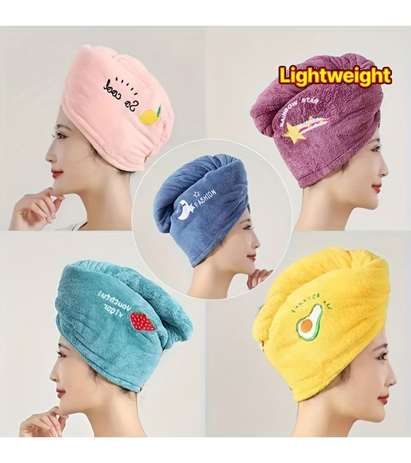 Blue Coral Fleece Absorbent Hair Drying Cap for Long Hair - Image 1