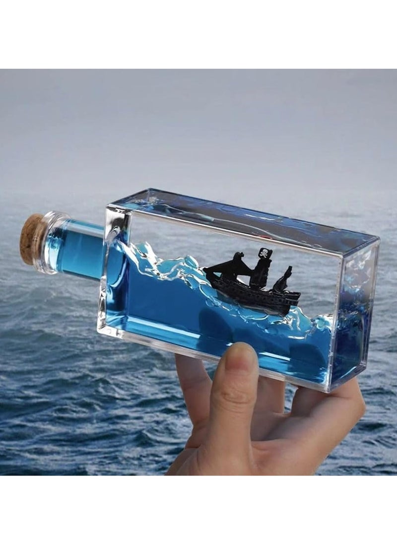 SNW - Cruise Ship Fluid Drift Bottle, Unsinkable Boat in a Box, Titanic Cruise Ship Model Liquid Wave Cruise Ship Decoration, Cruise Ship That No Longer Sinks Toy, for Car Display Cases and Gifts - Image 1