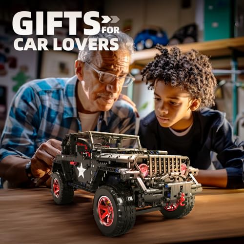 MOCBROPCS RC Off-Road SUV Wrangler Black Warrior Building Kits, 1/8 Scale Pickup Truck Car with Remote Control Lights, Challenge Building Blocks Gift for Technical Enthusiasts Adults & Teens Age 14+ (2272PCS) - Image 4