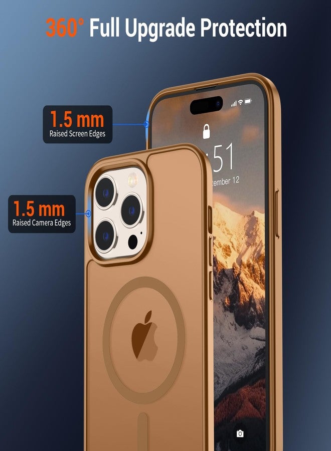 استلق جراب SUPFINE المغناطيسي لهاتف iPhone 14 Pro Max (متوافق مع MagSafe) (حماية من السقوط بمعايير عسكرية) جراب نحيف وشفاف مقاوم للصدمات ومضاد لبصمات الأصابع، بني - Image 4
