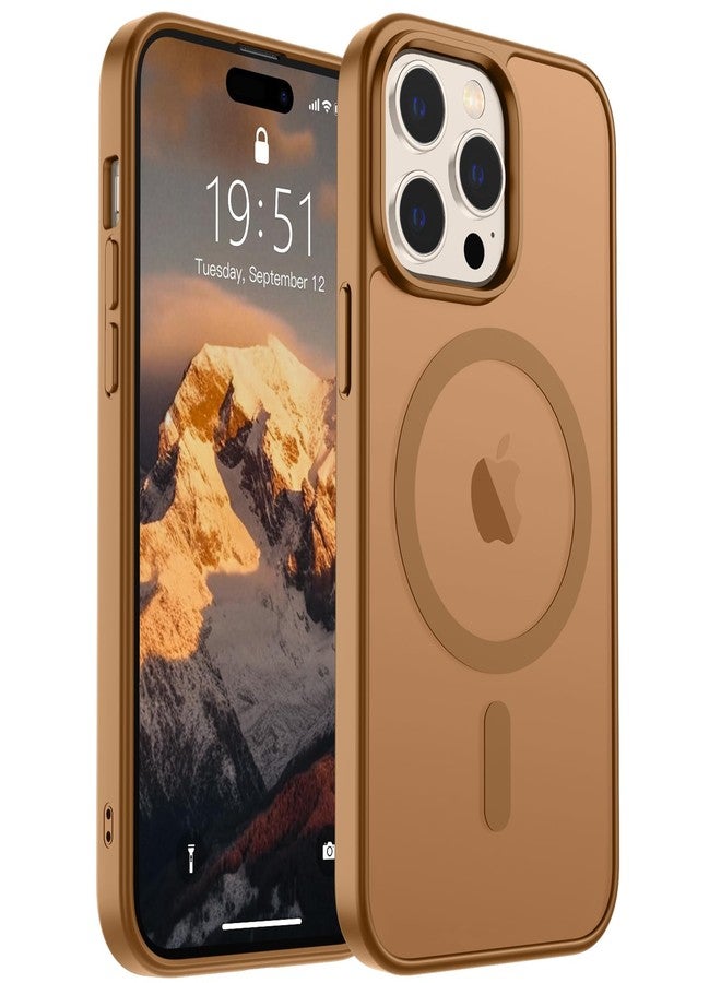 استلق جراب SUPFINE المغناطيسي لهاتف iPhone 14 Pro Max (متوافق مع MagSafe) (حماية من السقوط بمعايير عسكرية) جراب نحيف وشفاف مقاوم للصدمات ومضاد لبصمات الأصابع، بني - Image 1