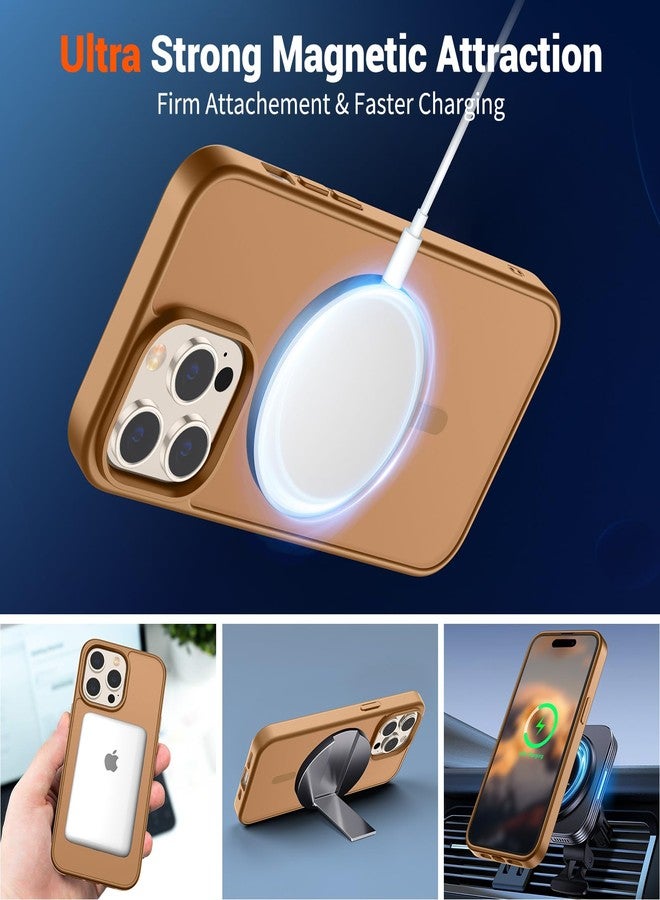 استلق جراب SUPFINE المغناطيسي لهاتف iPhone 14 Pro Max (متوافق مع MagSafe) (حماية من السقوط بمعايير عسكرية) جراب نحيف وشفاف مقاوم للصدمات ومضاد لبصمات الأصابع، بني - Image 5