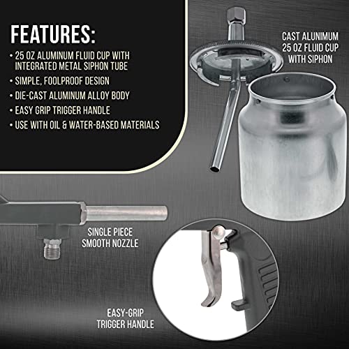 TCP Global Air Undercoating Spray Gun with Suction Feed Cup - Pneumatic Automotive Sprayer for Applying Sprayable Bed Liner Coating, Rubberized Truck Undercoating, Rust Proofing, Chip Guard Paint - Image 3