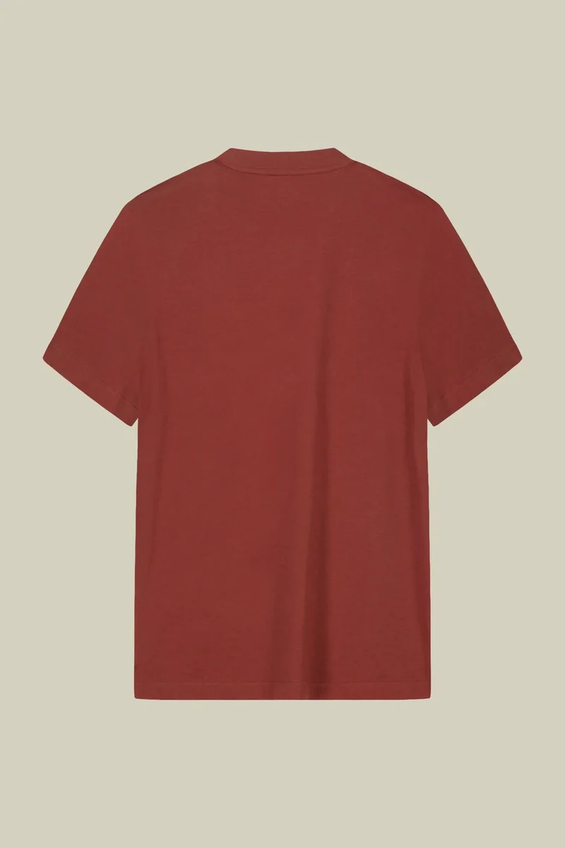 Doppelganger Orange Men's T-shirt in 100% cotton jersey with slightly high neck - Rust for Men | Best Price UAE
